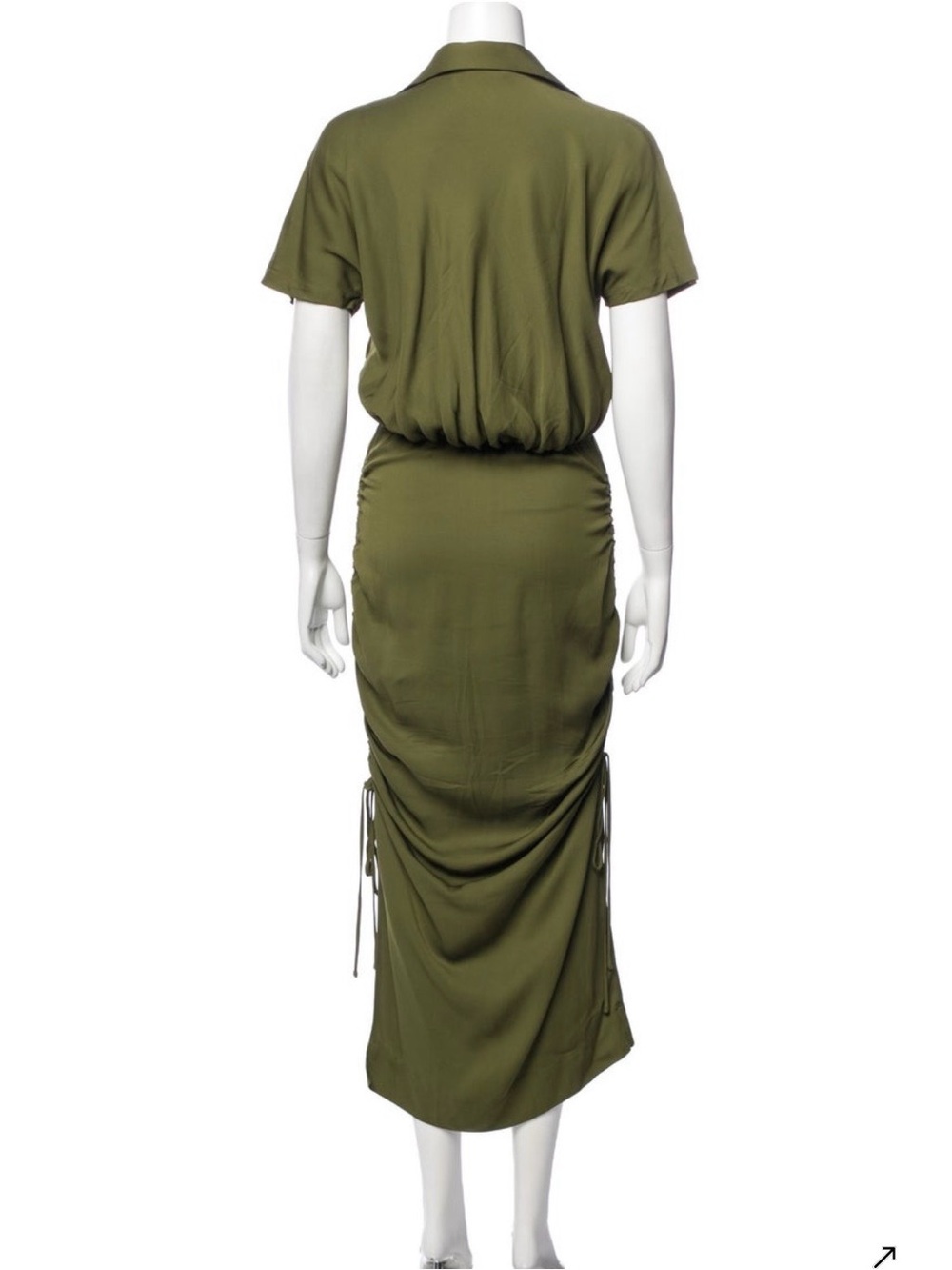 Christopher Esber Olive Green Deep V-neck Silk Maxi Dress - size US 0 (AUS 4) - Picture 2 of 5